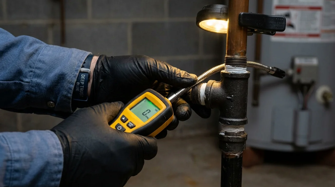 Gas leak detection with electronic sniffer by Johns Plumbing LLC in Edmond